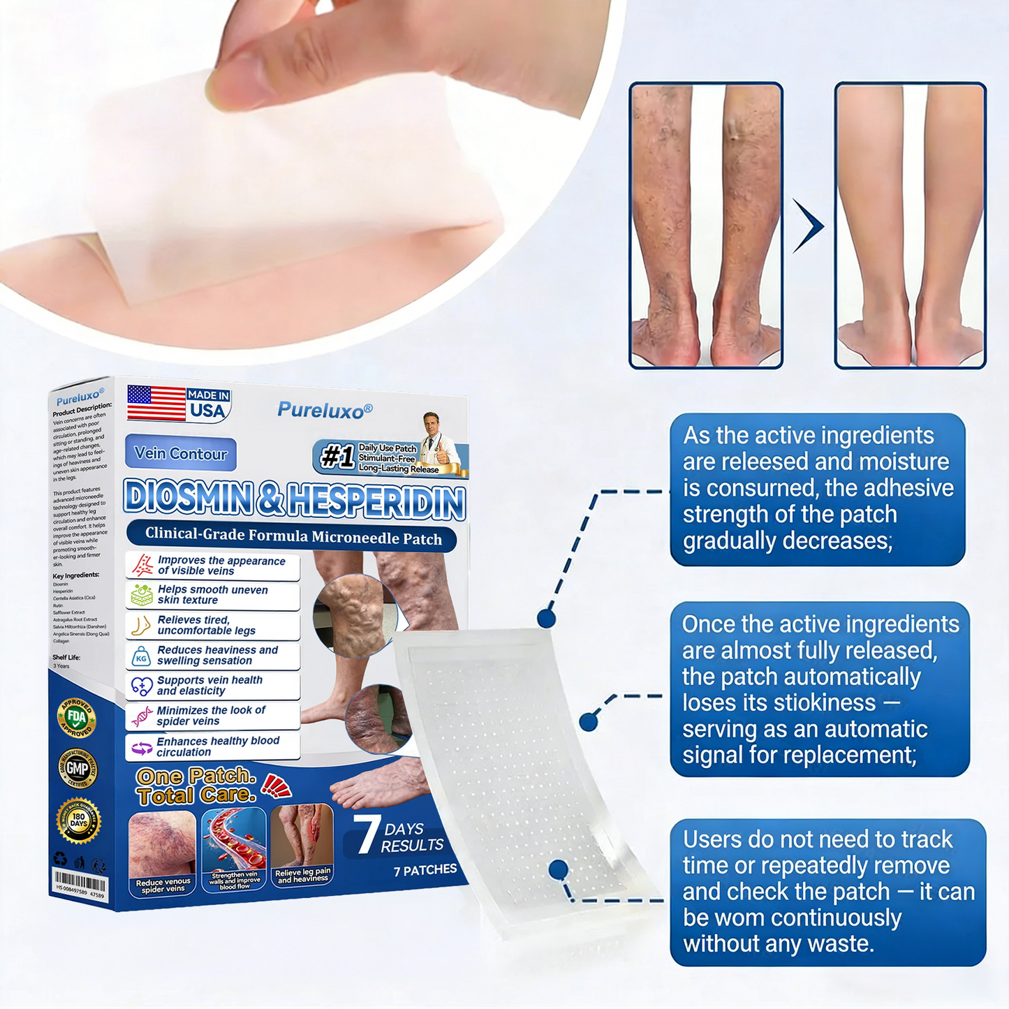 𝐏𝐮𝐫𝐞𝐥𝐮𝐱𝐨® 𝗩𝗲𝒊𝒏 𝐂𝒐𝒏𝘁𝗼𝐮𝐫 𝐌𝐢𝐜𝐫𝐨𝒏𝒆𝒆𝒅𝗹𝗲 𝑷𝒂𝒕𝐜𝐡 (𝐉𝐮𝐬𝐭 𝐎𝐧𝐜𝐞 𝐀 𝐃𝐚𝐲, 𝐒𝐞𝐞 𝐑𝐞𝐬𝐮𝐥𝐭𝐬 𝐈𝐧 𝟕 𝐃𝐚𝐲𝐬) — 👩‍⚕️🏆 𝐒𝐮𝐢𝐭𝐚𝐛𝐥𝐞 𝐅𝐨𝐫 𝐕𝐚𝐫𝐢𝐜𝐨𝐬𝐞 𝐕𝐞𝐢𝐧𝐬 𝐀𝐧𝐝 𝐒𝐩𝐢𝐝𝐞𝐫 𝐕𝐞𝐢𝐧𝐬, 𝐑𝐞𝐥𝐢𝐞𝐯𝐞𝐬 𝐇𝐞𝐚𝐯𝐲, 𝐓𝐢𝐫𝐞𝐝 𝐋𝐞𝐠🛒