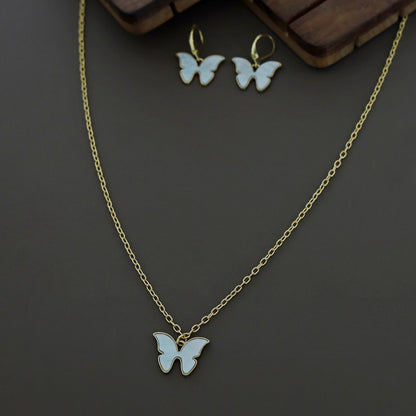 Butterfly Neckpiece With Hoop Earring